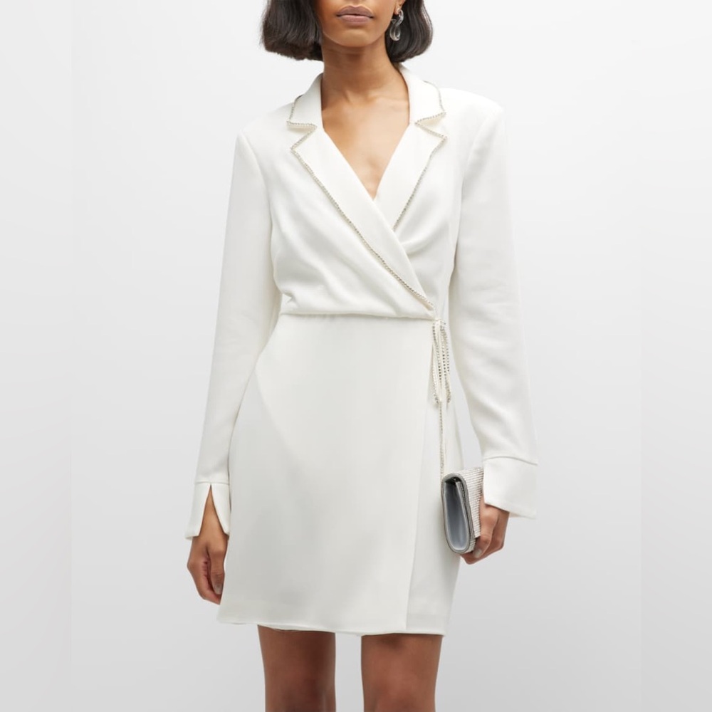 Cinq a Sept White Party Dress with Rhinestones